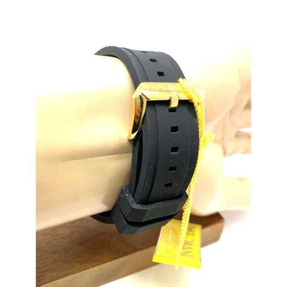 Invicta Men's Watch 28100 Aviator Quartz Gold Black Dial Chronograph Rubber Band - Picture 11 of 15